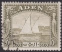 Aden 1937 KGVI Dhow 10r Olive-Green Used SG12 cat £700