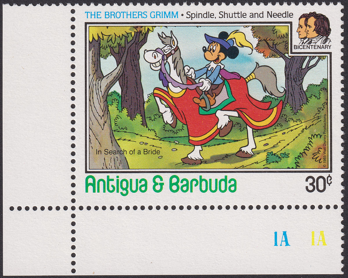 Antigua Barbuda 1985 Brothers Grim 30c error Watermarked Mint SG975a cat £95