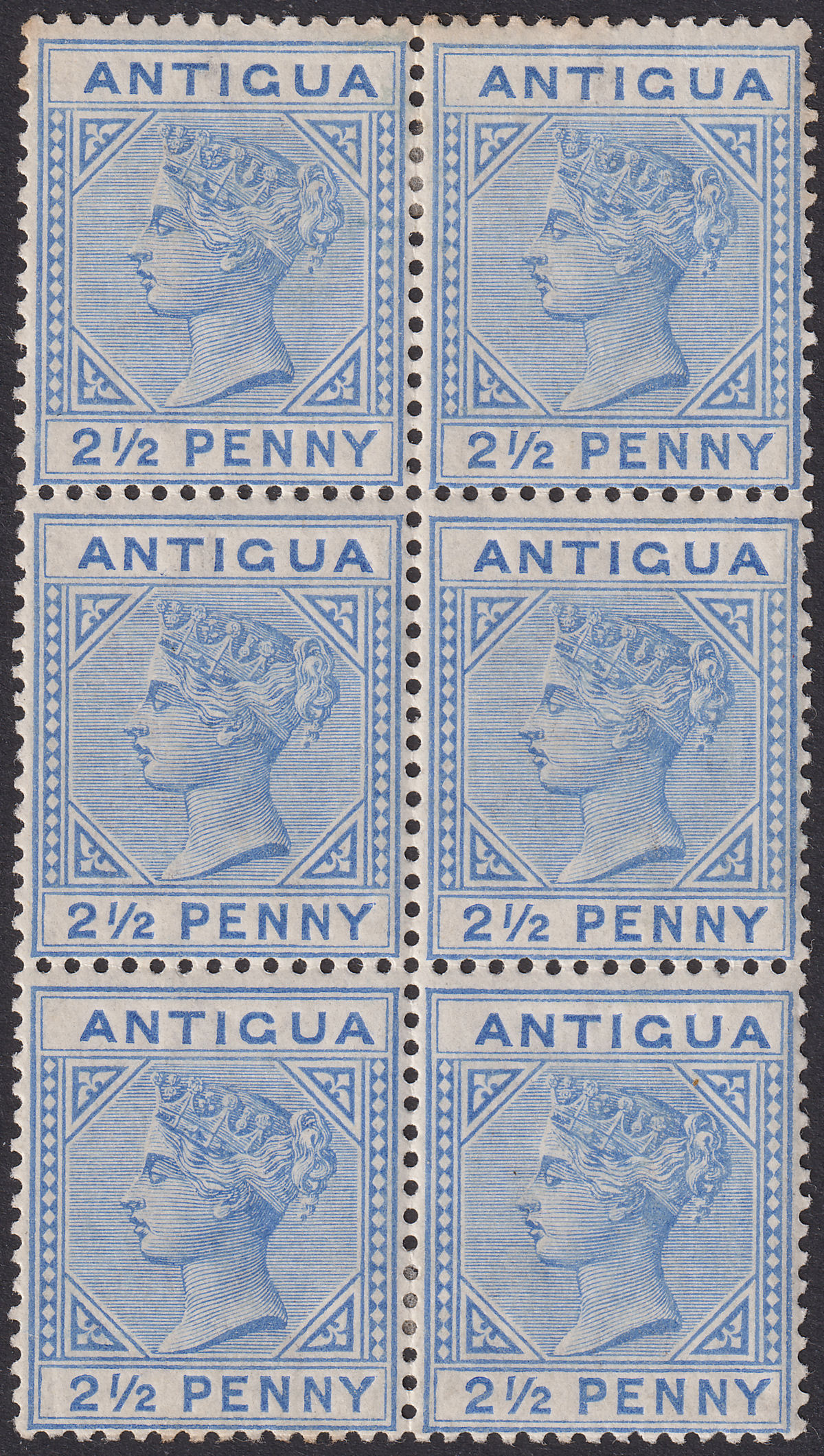 Antigua 1887 QV 2½ Ultramarine Block of 6 Mint SG27