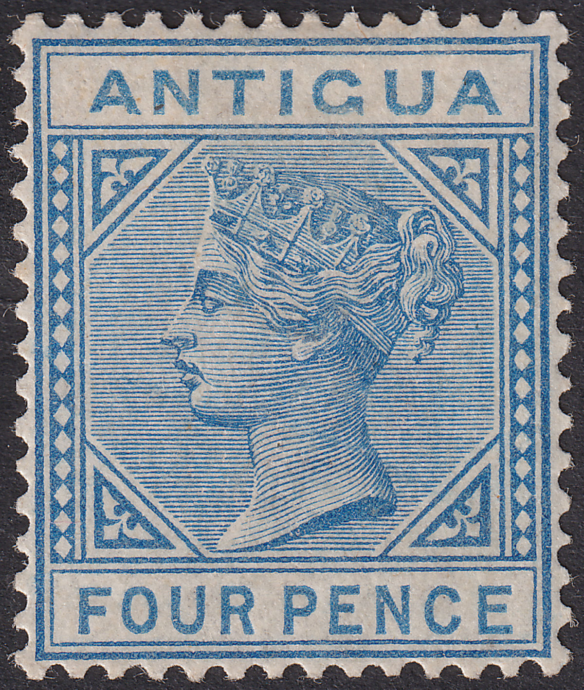 Antigua 1882 QV wmk CA 4d Blue Mint SG23 cat £275