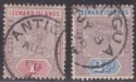 Click for more photos and details Leeward Islands 1890 Queen Victoria 1d, 2½d Used with Antigua Postmarks
