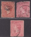 Click for more photos and details Antigua 1872-84 QV 1d Perf and Shade Selection Used