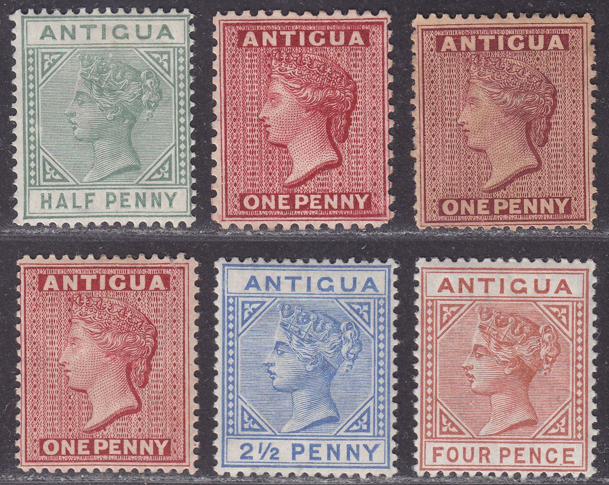 Antigua 1882-87 Queen Victoria wmk Crown CA Selection to 4d Mostly Mint