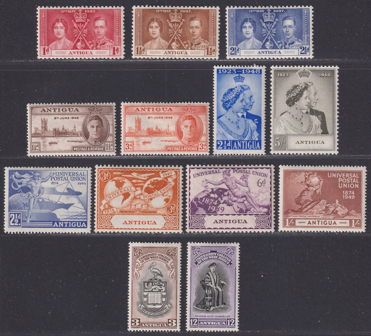 Antigua 1937-49 KGVI Omnibus Selection Mint inc Coronation, RSW, UPU cat £30