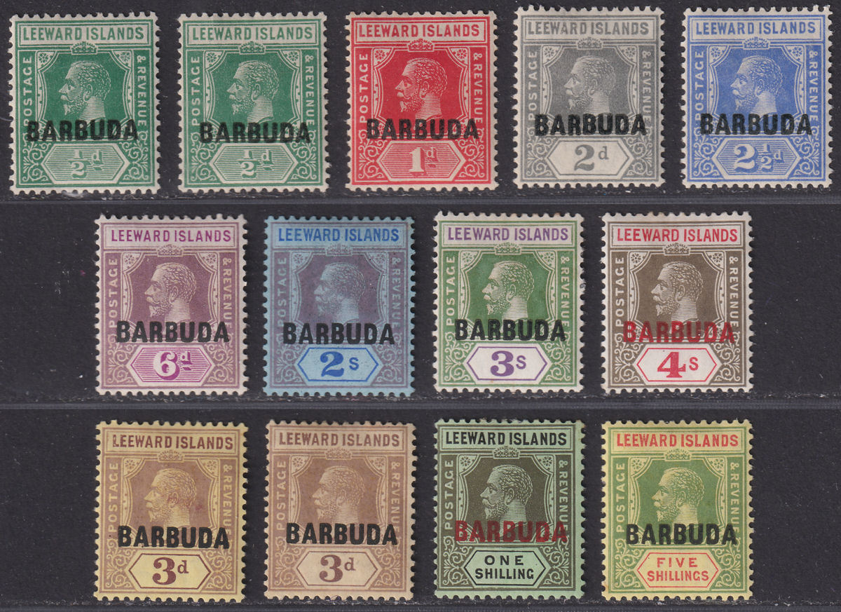 Barbuda 1922 King George V Overprint Set Mint SG1-11 cat £150 Antigua TONES