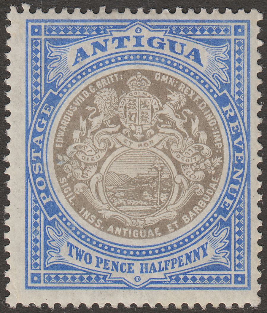 Antigua 1907 KEVII Seal 2½d Grey-Black and Blue Chalky Mint SG34a