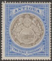 Click for more photos and details Antigua 1907 KEVII Seal 2½d Grey-Black and Blue Chalky Mint SG34a