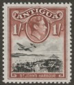 Click for more photos and details Antigua 1949 KGVI 1sh Black and Red-Brown Mint SG105a