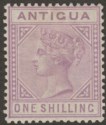 Click for more photos and details Antigua 1886 QV 1sh Mauve Unused SG30 cat £160 as mint