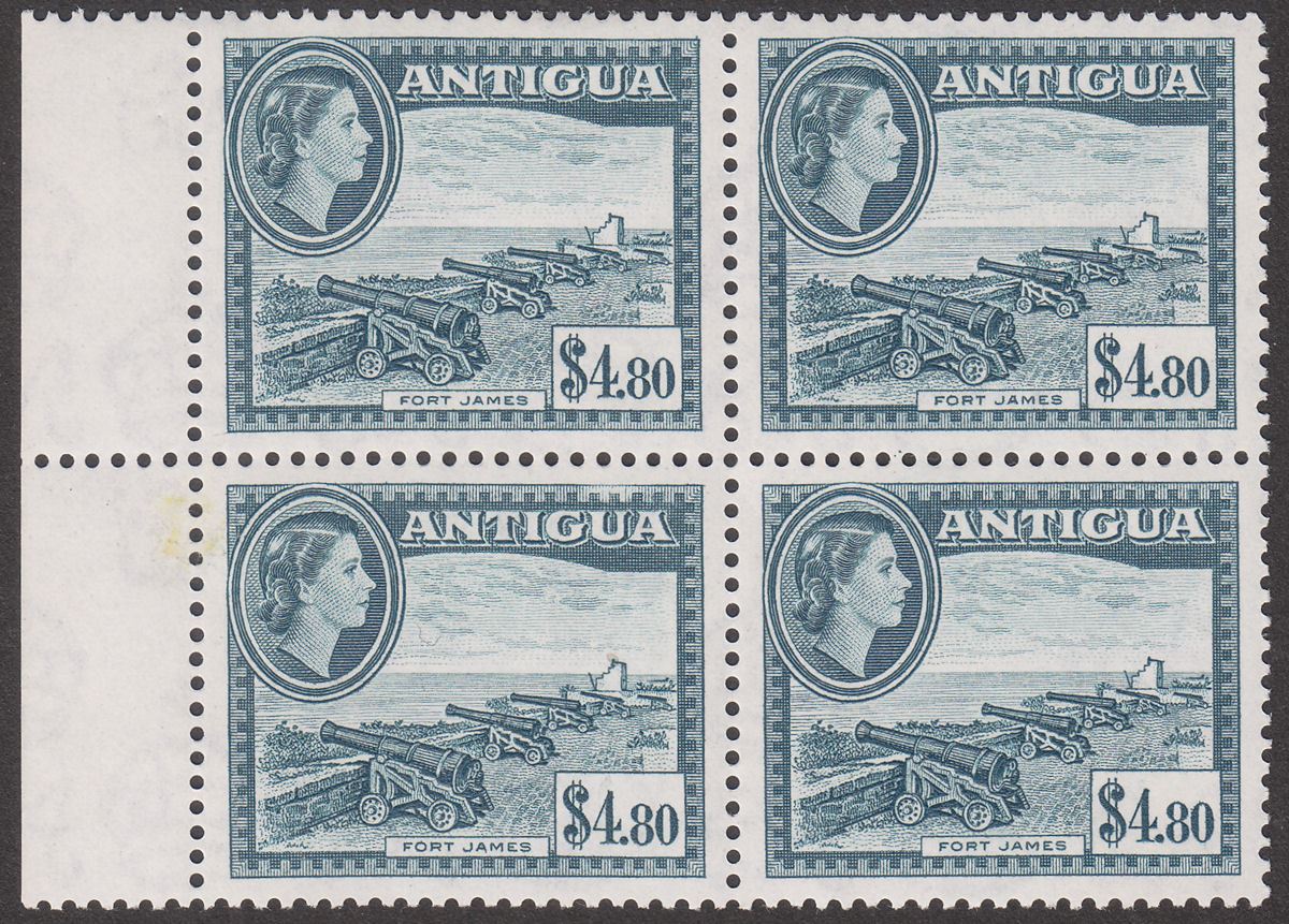 Antigua 1953 QEII $4.80 Slate-Blue Block of 4 Mint SG134 cat £128
