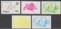 Click for more photos and details Antigua 1976 QEII Bougainvillea 10c Imperf Printer