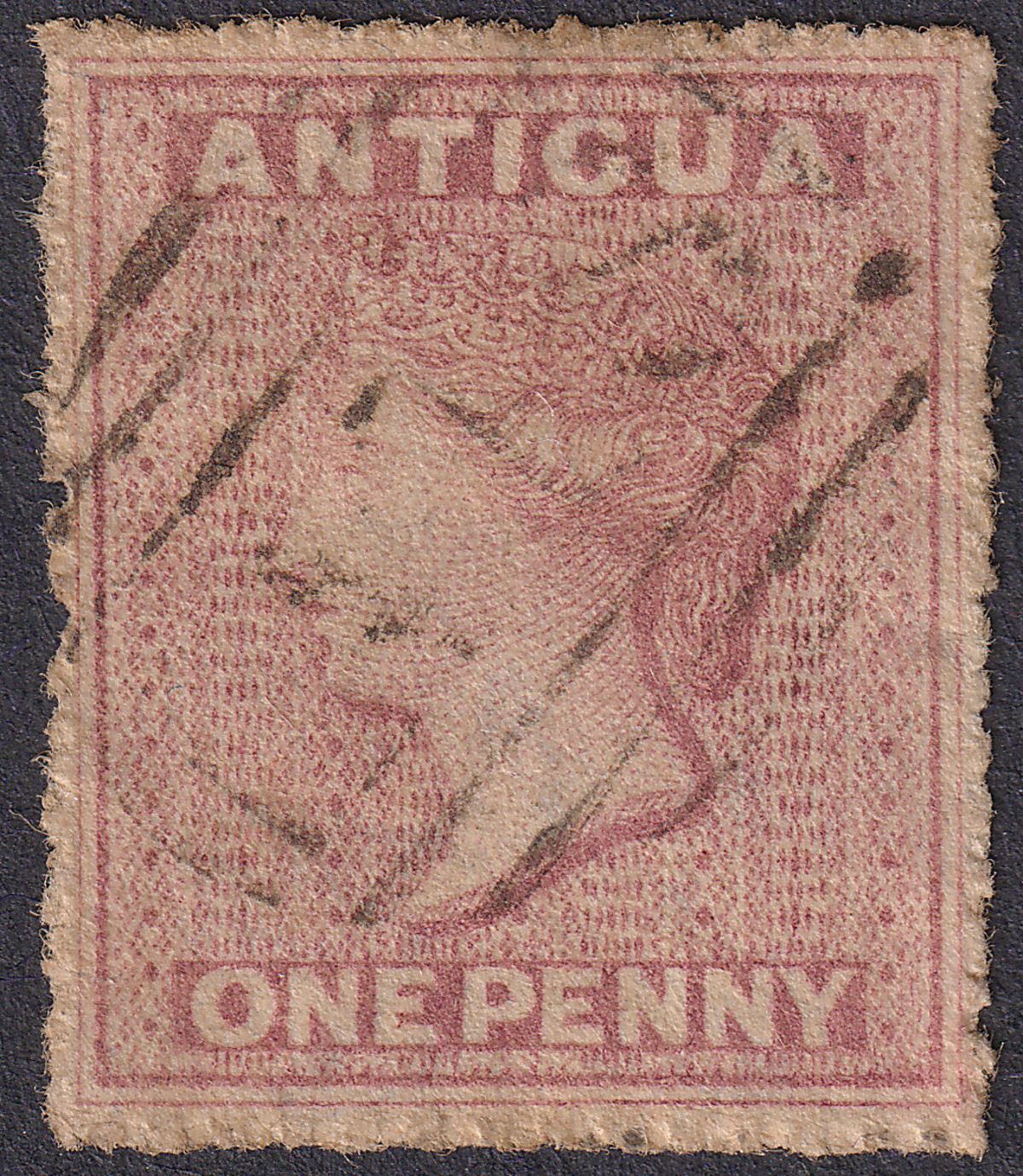 Antigua 1864 QV wmk Small Star 1d Dull Rose Used SG6 cat £55