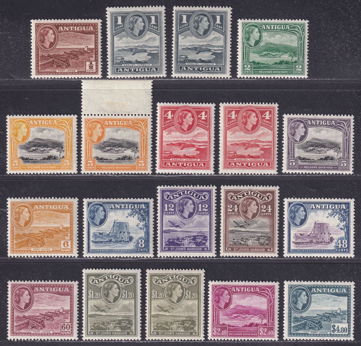Antigua 1953 Queen Elizabeth II Set Mint SG120a-134 cat £100+