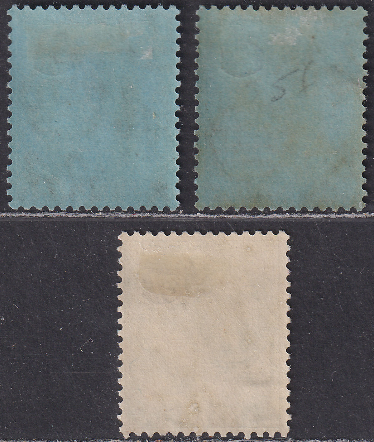 Antigua 1922-27 King George V 2sh, 2sh6d, 3sh Mint SG77-79 cat £115