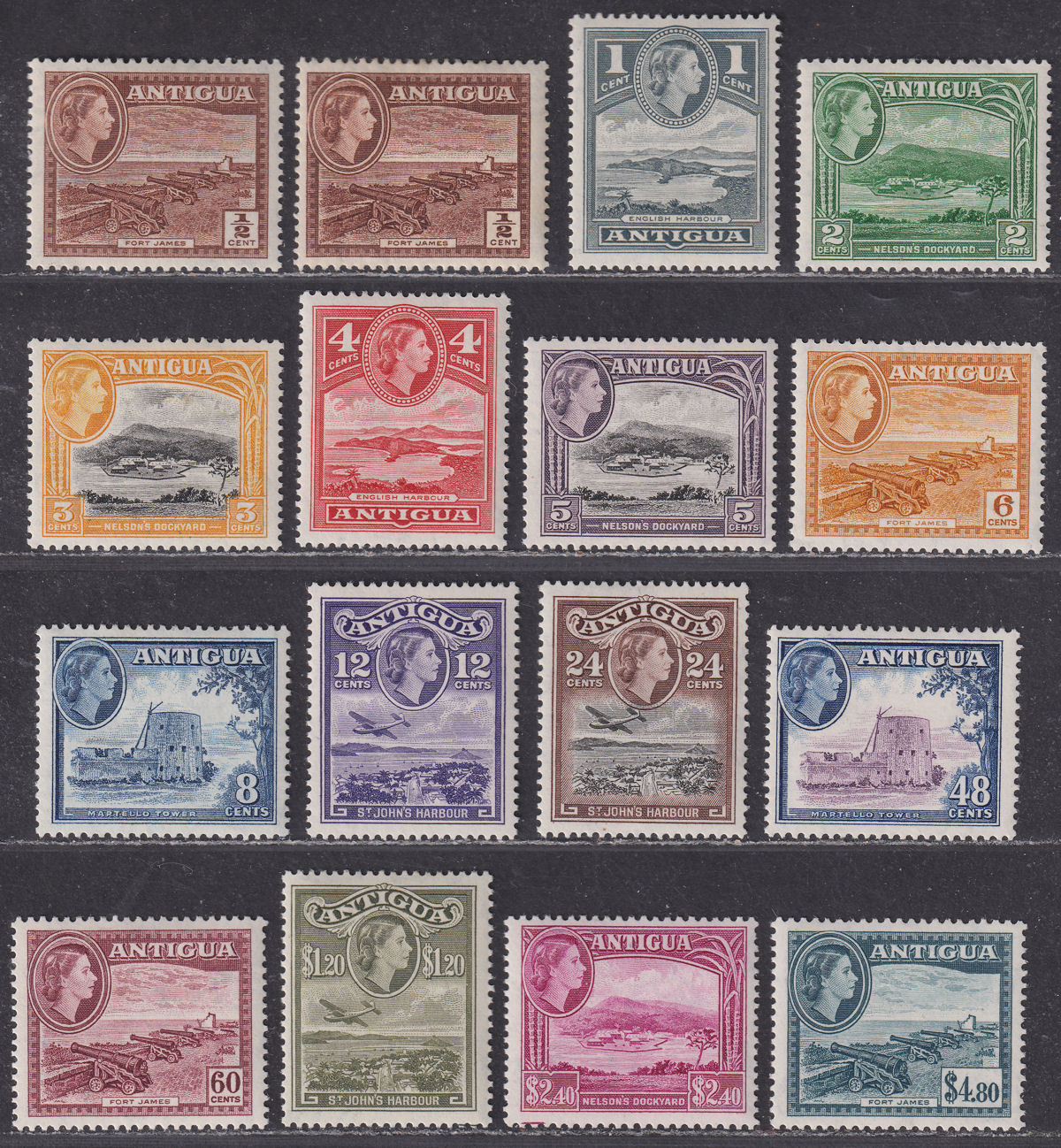 Antigua 1953 Queen Elizabeth II Set Mint SG120a-134 cat £100