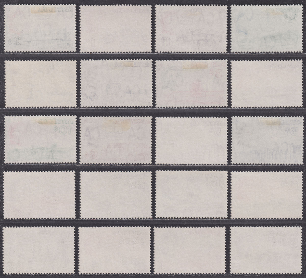 Antigua 1969-70 QEII Buildings perf 13½ Set + Papers Mint cat £45