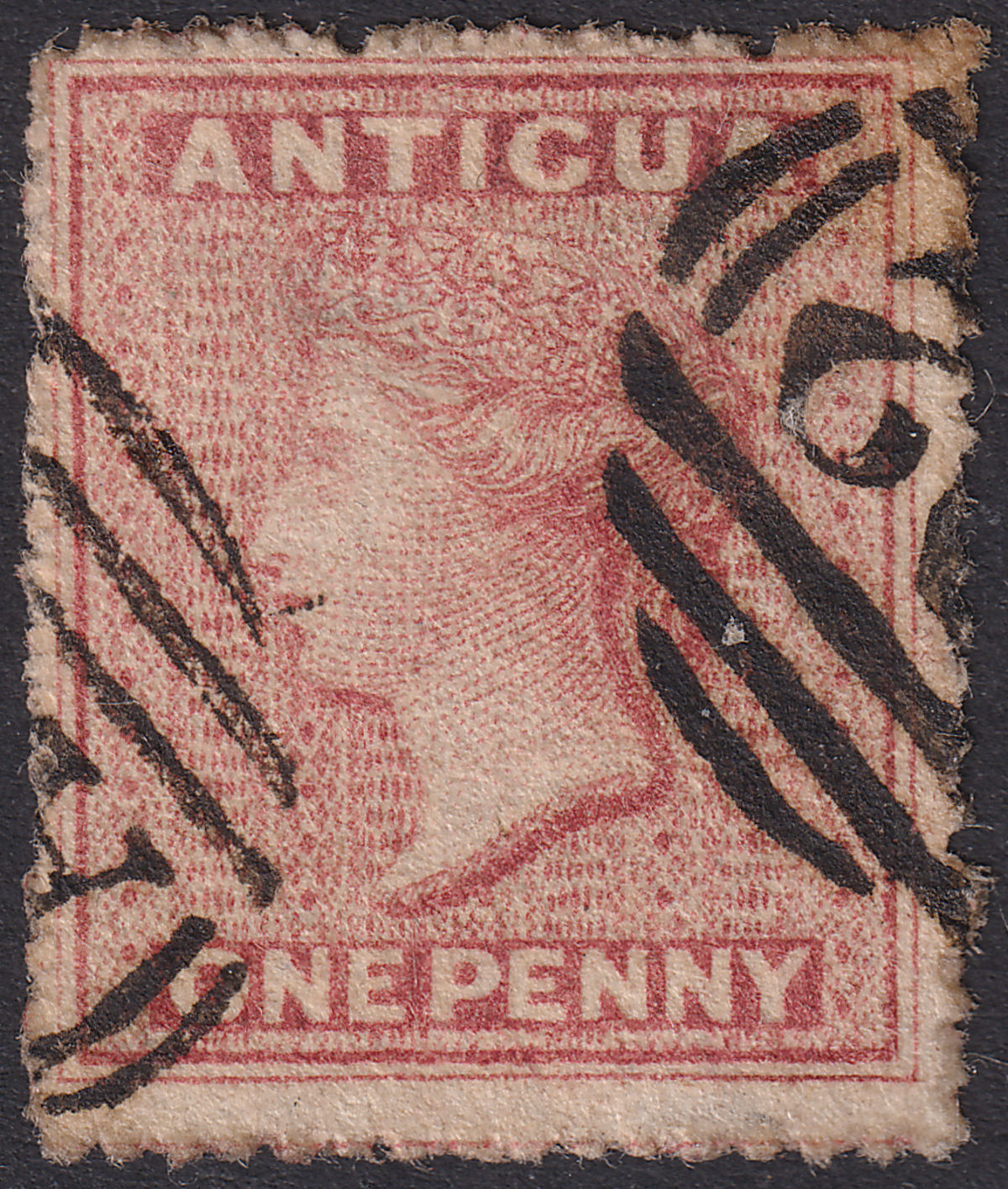 Antigua 1864 QV wmk Small Star 1d Dull Rose Used SG6 cat £55