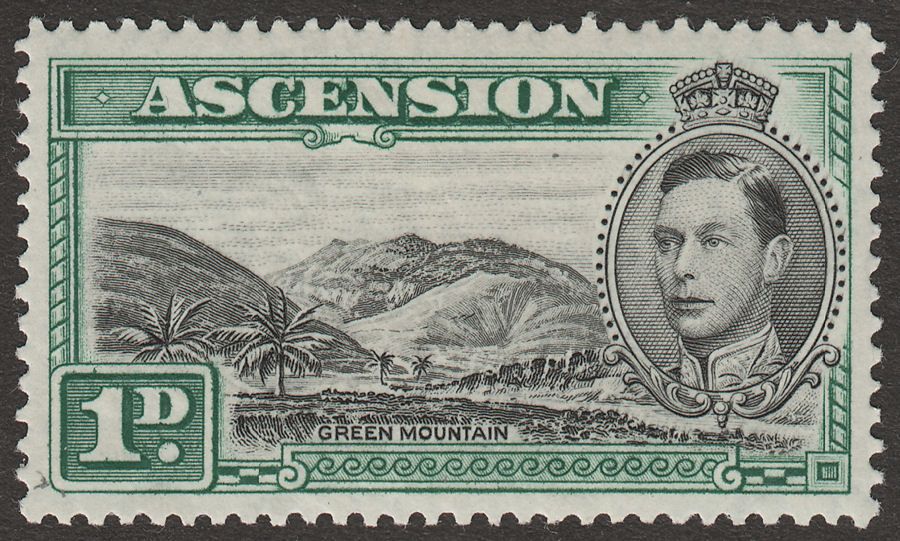 Ascension 1938 KGVI Green Mountain 1d Black and Green Mint SG39