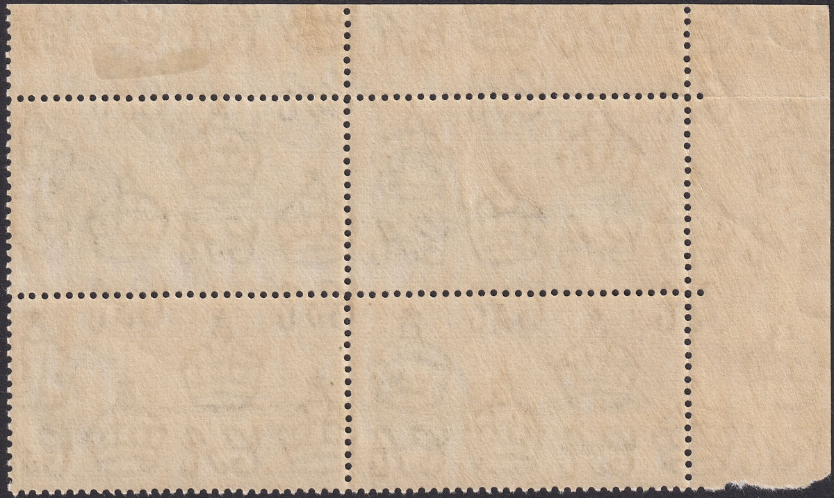 Ascension 1938 KGVI Georgetown ½d p13½ Block with Frame Re-Entry Mint SG38 var