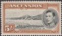 Click for more photos and details Ascension 1938 KGVI Long Beach 5sh Black and Yellow-Brown p13½ Mint SG46 cat £95