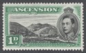 Click for more photos and details Ascension 1938 KGVI Green Mountain 1d Black and Green Mint SG39