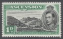 Ascension 1938 KGVI Green Mountain 1d Black and Green Mint SG39