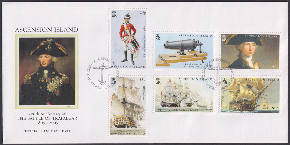 Ascension 2005 QEII 200th Anniversary of Battle of Trafalgar First Day Cover