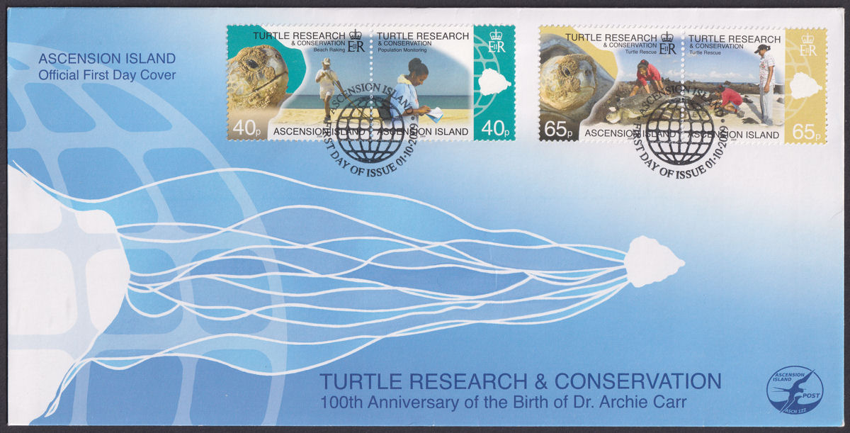 Ascension 2009 QEII Turtle Research and Conservation Official First Day Covers