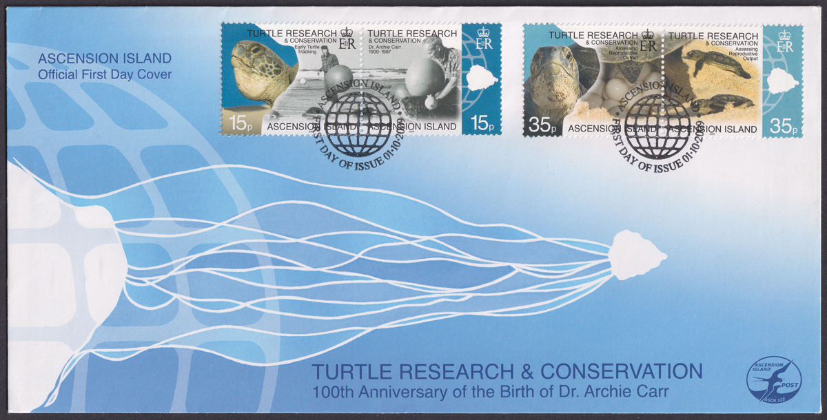 Ascension 2009 QEII Turtle Research and Conservation Official First Day Covers