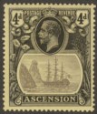 Ascension 1924 KGV Badge 4d Grey-Black and Black on Yellow Mint SG15