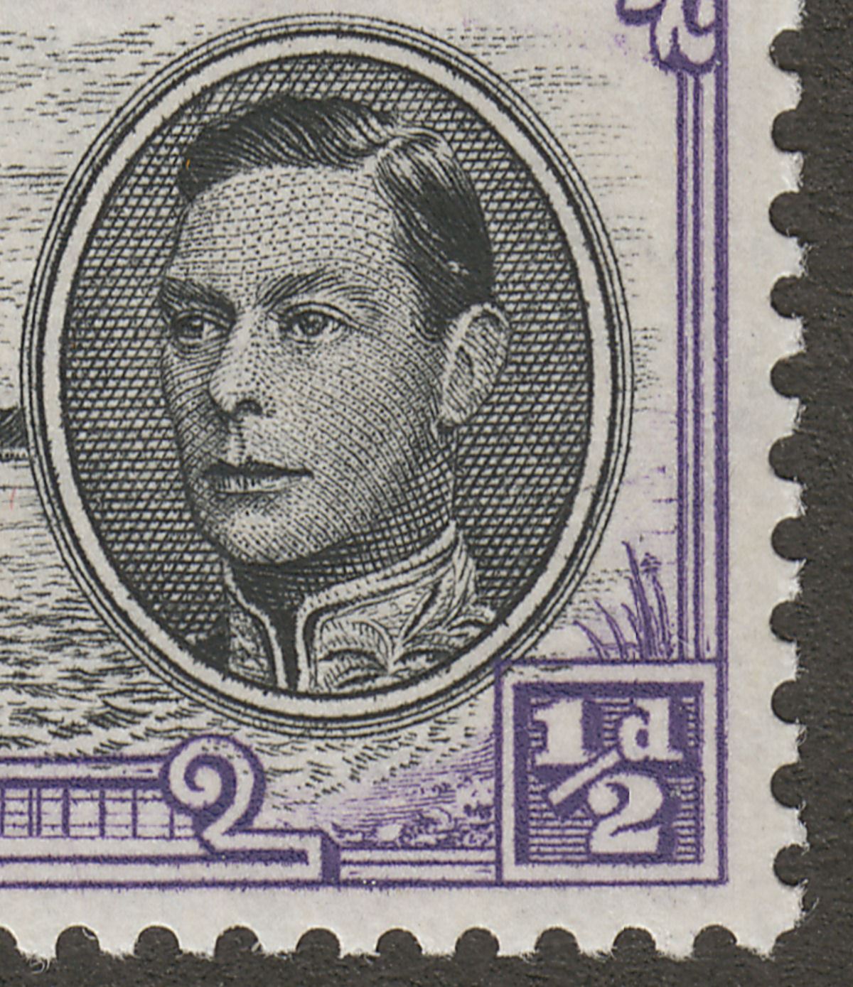 Ascension 1944 KGVI Georgetown ½d p13 with Frame Re-Entry Mint SG38b var