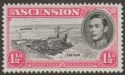 Click for more photos and details Ascension 1953 KGVI 1½d Black + R-Carm Variety Davit Flaw p13 Mint SG40fa c£140