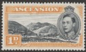 Click for more photos and details Ascension 1940 KGVI Green Mountain 1d Black and Yellow-Orange p13½ Mint SG39a