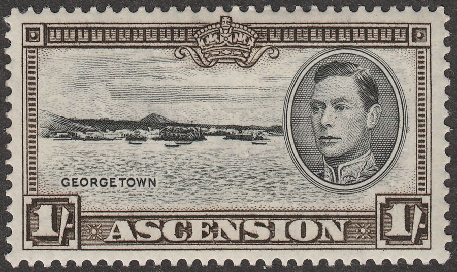 Ascension 1938 KGVI Georgetown 1sh Black and Sepia p13½ Mint SG44