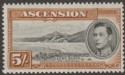 Click for more photos and details Ascension 1938 KGVI Long Beach 5sh Black and Yellow-Brown p13½ Mint SG46