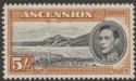 Ascension 1944 KGVI Long Beach 5sh Black and Yellow-Brown p13 Mint SG46a