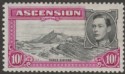 Click for more photos and details Ascension 1944 KGVI Three Sisters 10sh Black and Bright Purple p13 Mint SG47b