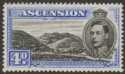 Ascension 1940 KGVI Green Mountain 4d Black and Ultramarine Perf 13½ Mint SG42c