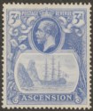 Ascension 1924 KGV Badge 3d Blue with Broken Mainmast Variety Mint SG14a