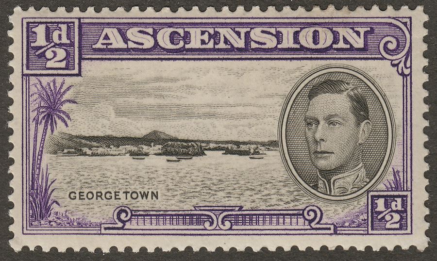 Ascension 1938 KGVI Georgetown ½d Black and Violet p13½ Mint SG38