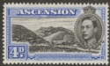 Click for more photos and details Ascension 1940 KGVI Green Mountain 4d Black and Ultramarine Perf 13½ Mint SG42c
