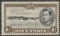 Click for more photos and details Ascension 1938 KGVI Georgetown 1sh Black and Sepia p13½ Mint SG44
