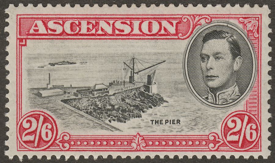 Ascension 1938 KGVI The Pier 2sh6d Black and Deep Carmine p13½ Mint SG45