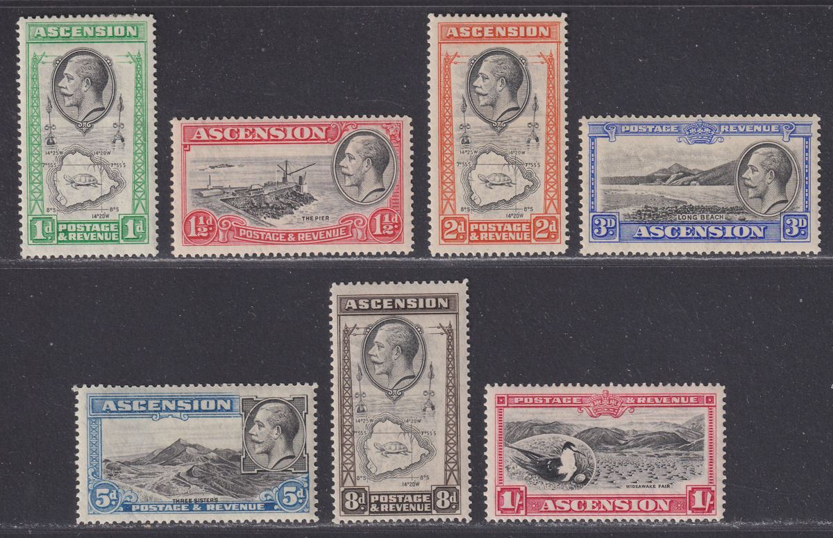 Ascension 1934 King George V Part Set to 1sh Mint with toned gum