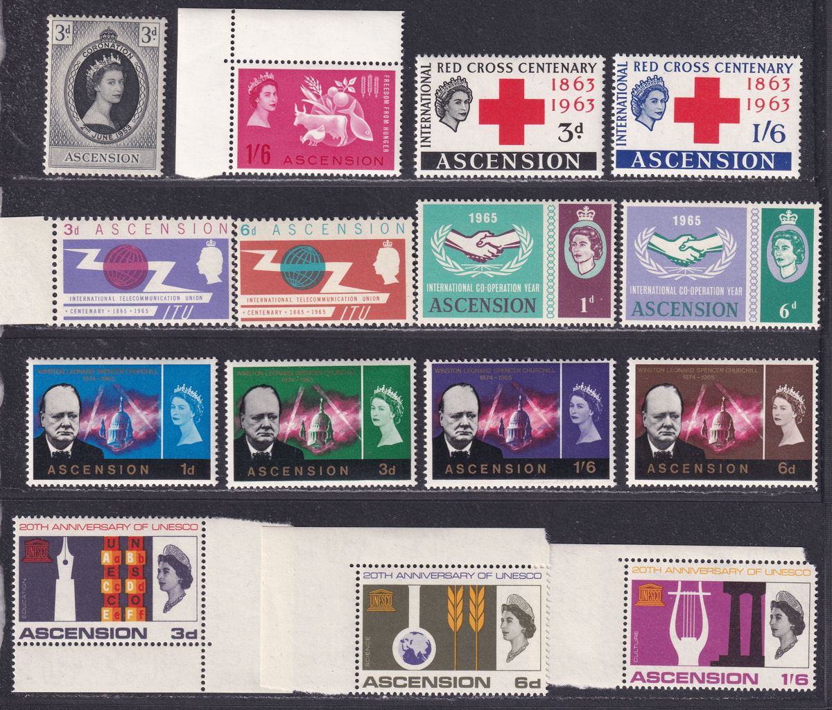 Ascension 1953-67 QEII Omnibus Selection Mint incl Churchill, UNESCO