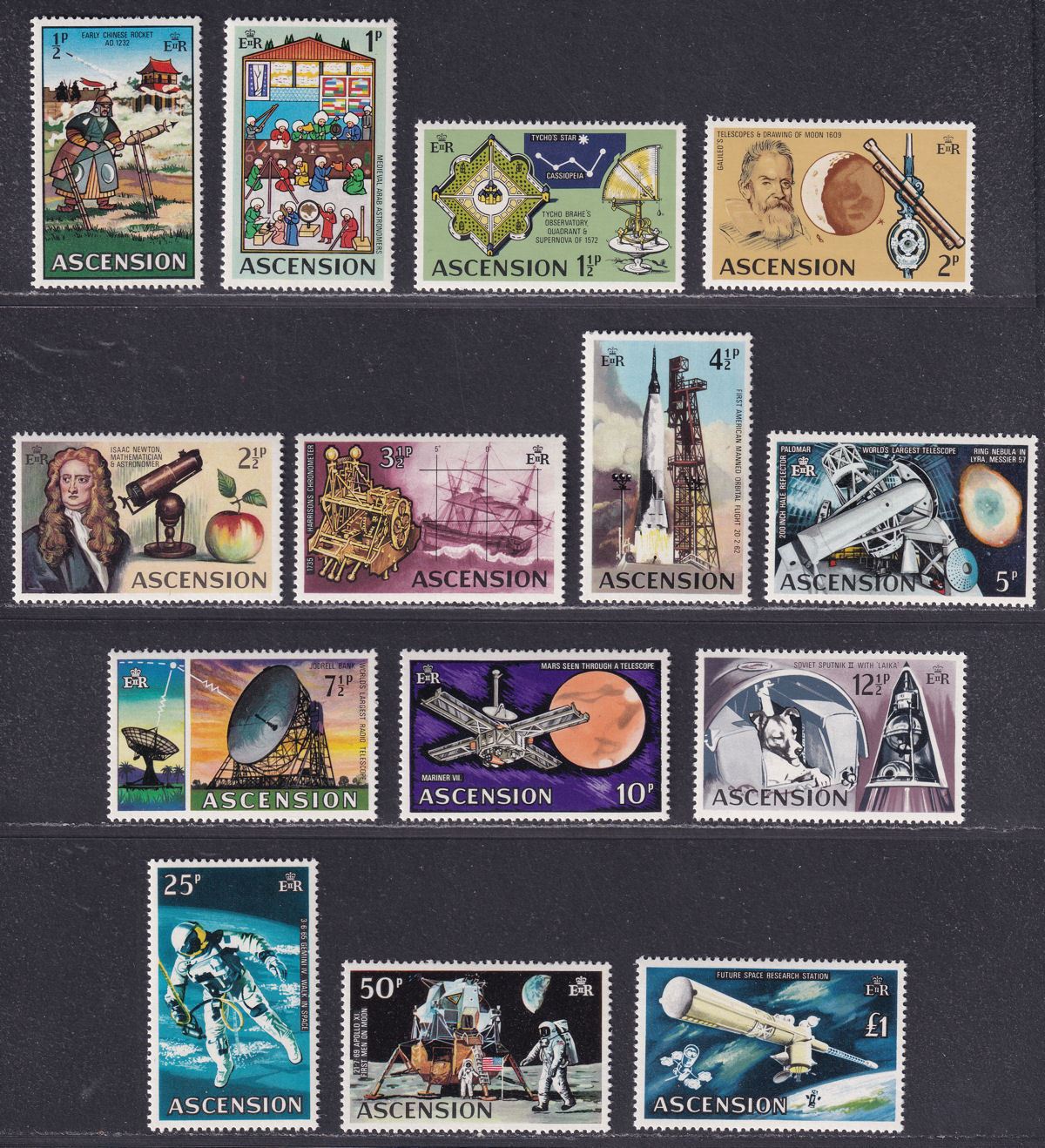 Ascension 1971 QEII Evolution of Space Travel Set Mint SG135-148