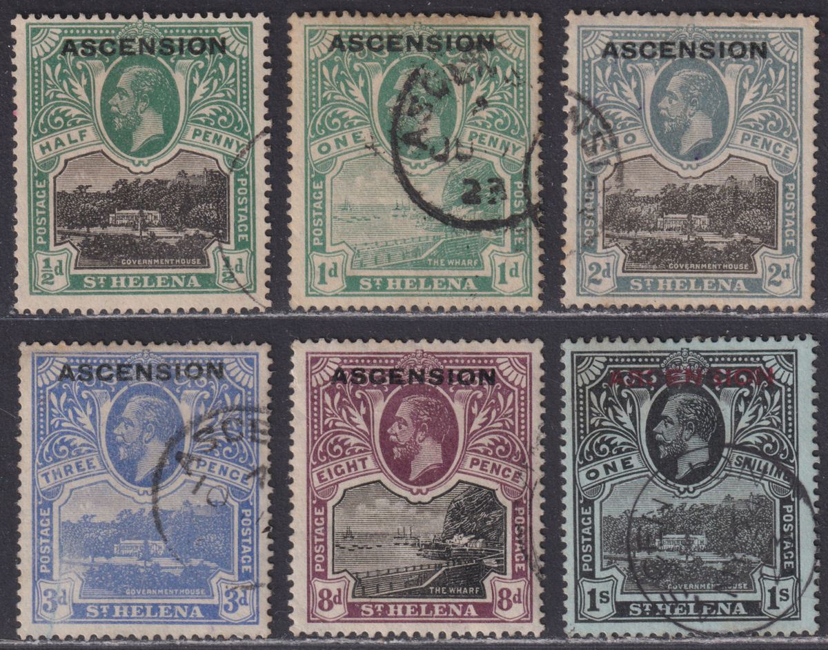 Ascension 1922 KGV Overprint on St Helena Part Set to 1sh Used
