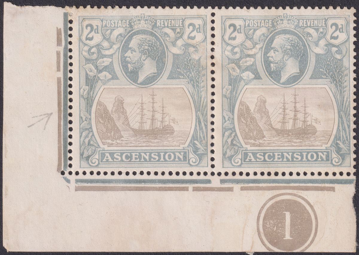 Ascension 1924 KGV Badge 2d w Variety Cleft Rock Unused SG13c c£250 VERY FAULTY