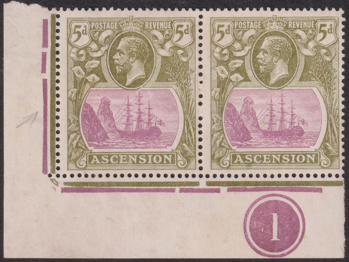 Ascension 1924 KGV Badge 5d w Variety Cleft Rock Unused SG15dc c£400 VERY FAULTY