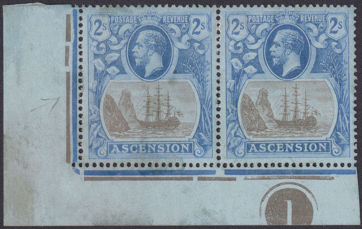 Ascension 1924 KGV Badge 2sh w Variety Cleft Rock Unused SG19c c£700 VERY FAULTY